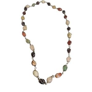 Wire Wrapped Multicolored Agate Stones Fashion Necklace 18Inch